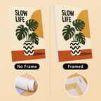 Slow Life mini canvas shown rolled without a frame and pre-stretched on a frame