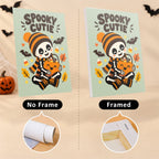 Spooky Cutie Sayings mini canvas shown rolled without a frame and pre-stretched on a frame