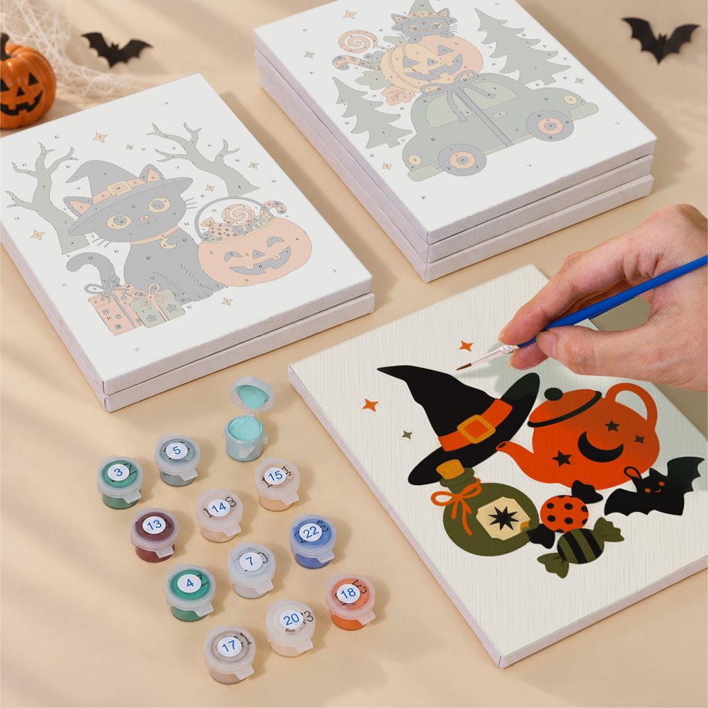 Spooky Holiday Crossover mini canvas shown rolled without a frame and pre-stretched on a frame