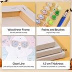 Spooky Summer Beach mini paint by numbers kit with six numbered canvases, acrylic paints, brushes and layout