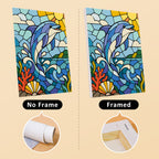 Stained Glass Wildlife mini canvas shown rolled without a frame and pre-stretched on a frame