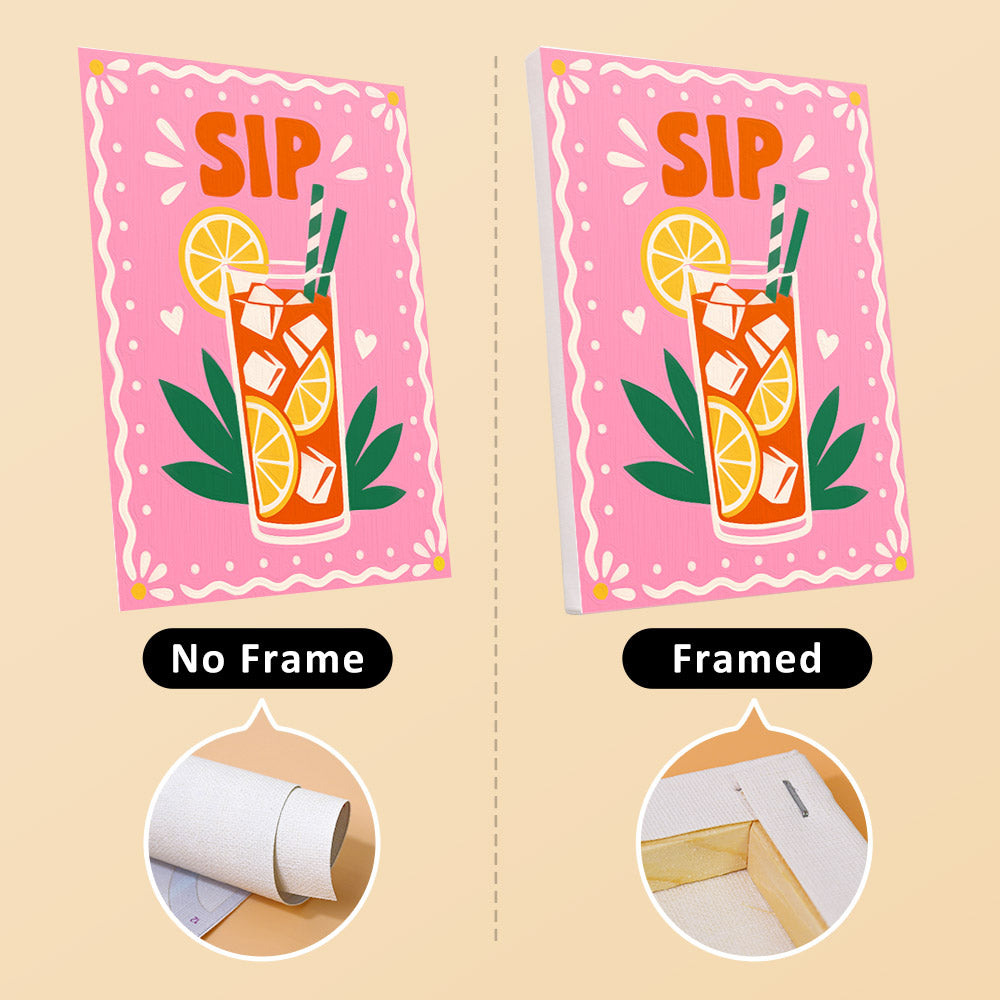 Stay Cool Summer mini canvas shown rolled without a frame and pre-stretched on a frame