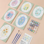 Storybook Cameos mini paint by numbers kit with six numbered canvases, acrylic paints, brushes and layout