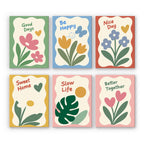 Sweet Sayings mini paint by numbers set: six flower designs with Good Days, Be Happy, Nice Day, Sweet Home, Slow Life and Better Together
