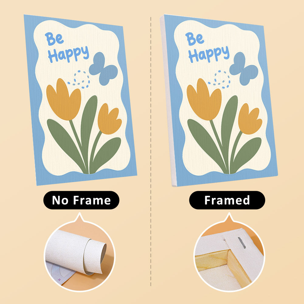 Sweet Sayings mini canvas shown rolled without a frame and pre-stretched on a frame
