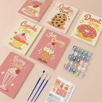 Sweet Shop mini paint by numbers kit with six numbered canvases, acrylic paints, brushes and layout