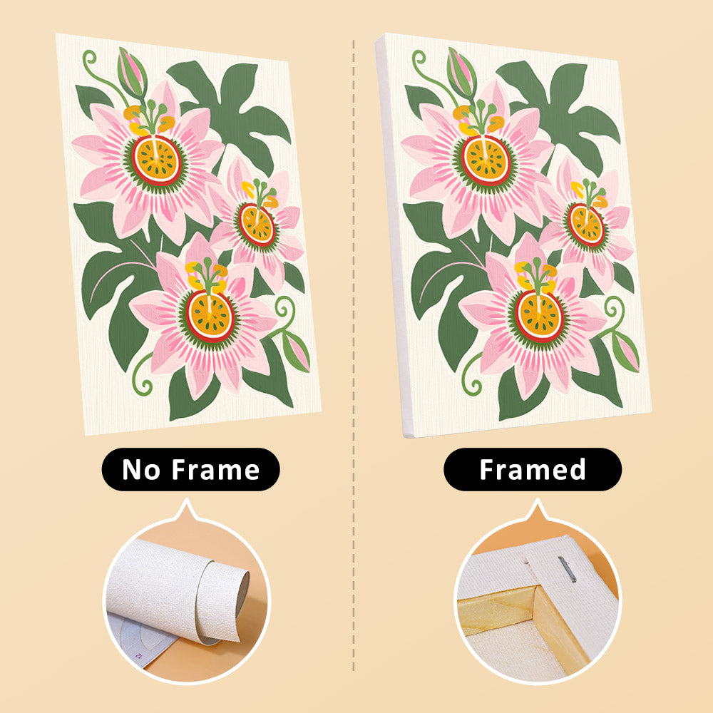 Tablecloth Treats mini canvas shown rolled without a frame and pre-stretched on a frame