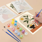 Filling in a Terracotta Arches mini canvas with numbered acrylic paints and a fine brush