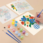 Filling in a Tiny Gardeners mini canvas with numbered acrylic paints and a fine brush