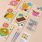 Treat Time mini paint by numbers kit with six numbered canvases, acrylic paints, brushes and layout
