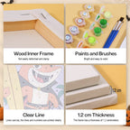 Tropical Critter Halloween mini paint by numbers kit with six numbered canvases, acrylic paints, brushes and layout