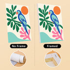 Tropical Cutouts mini canvas shown rolled without a frame and pre-stretched on a frame