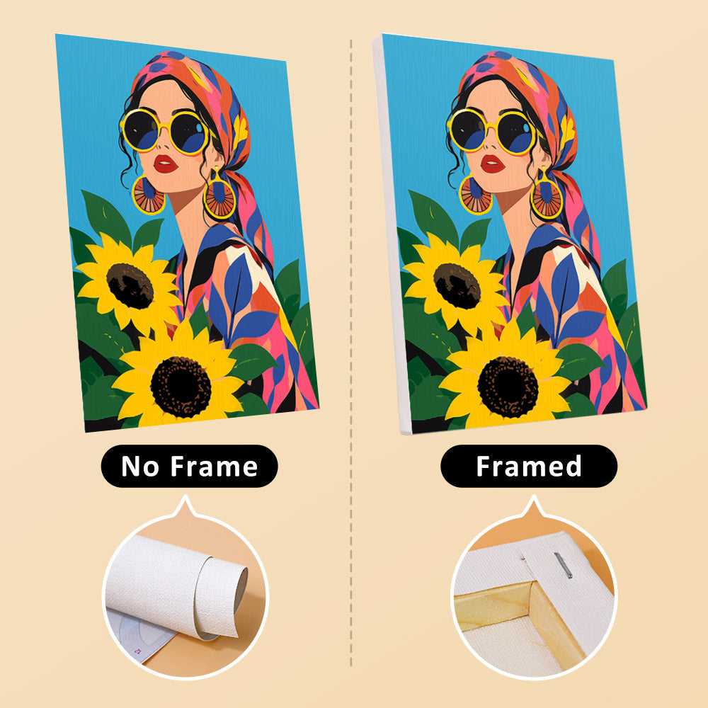 Tropical Muses mini canvas shown rolled without a frame and pre-stretched on a frame