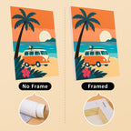 Tropical Sunsets mini canvas shown rolled without a frame and pre-stretched on a frame