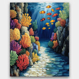 Colorful underwater scene with coral and fish