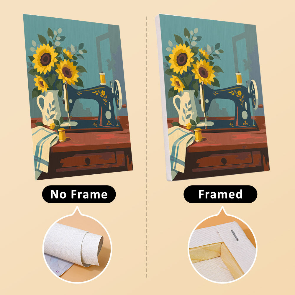 Vintage Keepsakes mini canvas shown rolled without a frame and pre-stretched on a frame