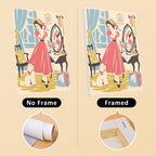 Vintage Romance mini canvas shown rolled without a frame and pre-stretched on a frame