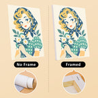 Vintage Sweethearts mini canvas shown rolled without a frame and pre-stretched on a frame