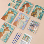 Water Reflections mini paint by numbers kit with six numbered canvases, acrylic paints, brushes and layout