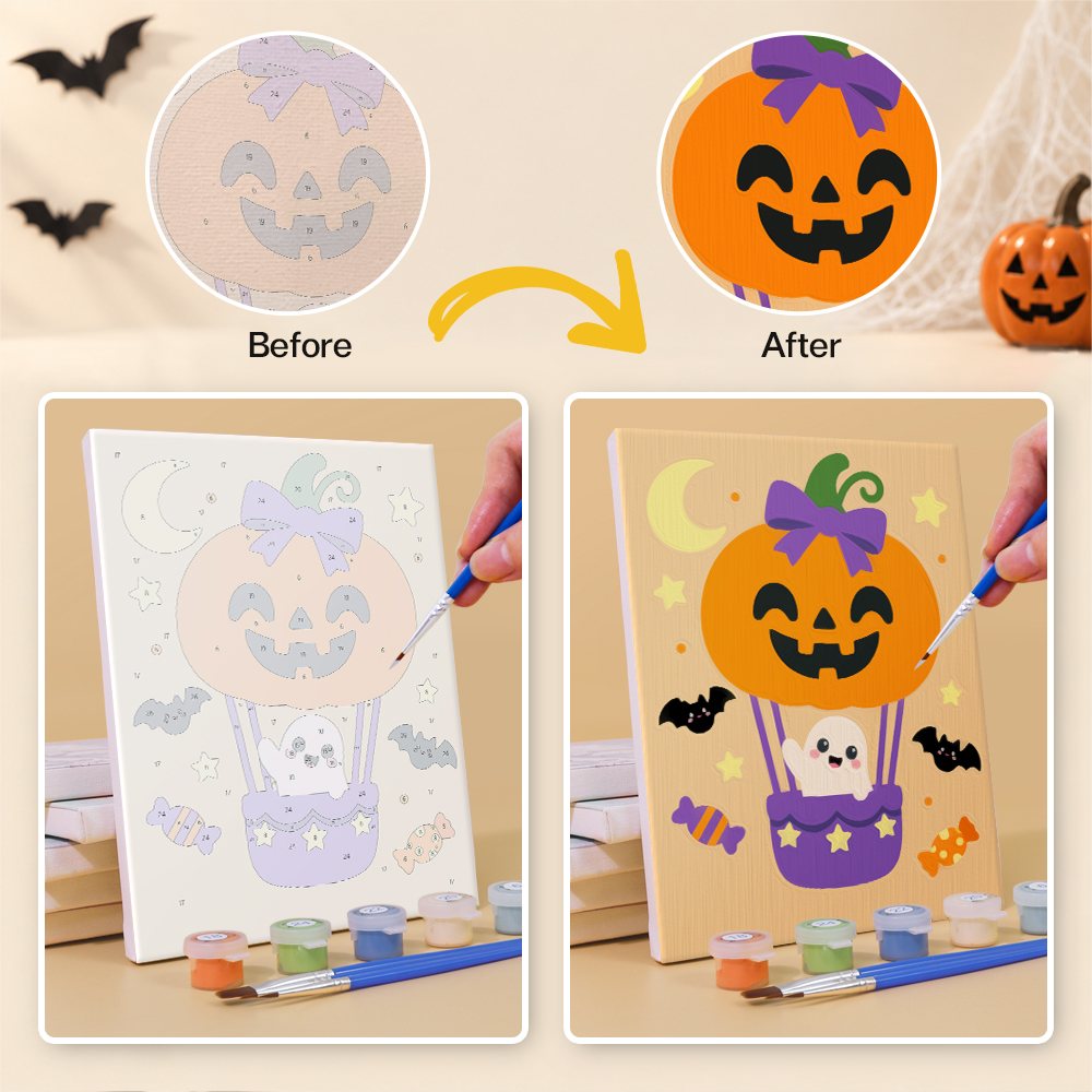 What's included without a frame: six rolled Whimsical Witchy Wonders mini canvases, acrylic paints, three brushes and layout