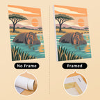 Wild Waterholes mini canvas shown rolled without a frame and pre-stretched on a frame