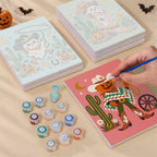 Wild West Halloween mini canvas shown rolled without a frame and pre-stretched on a frame