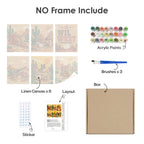 What's included without a frame: six rolled Wild West Nights mini canvases, acrylic paints, three brushes and layout