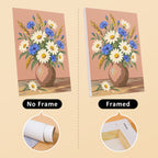 Wildflower Vases mini canvas shown rolled without a frame and pre-stretched on a frame