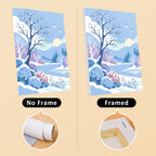 Winter Wonderland mini canvas shown rolled without a frame and pre-stretched on a frame
