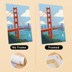 World Landmarks mini canvas shown rolled without a frame and pre-stretched on a frame