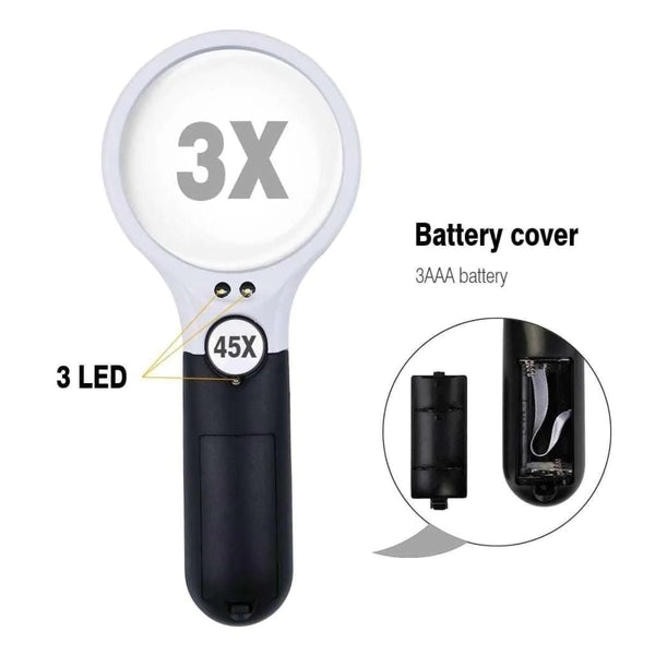3X and 45X Handheld Magnifying Glass LED Lights-Paint by Numbers for Adults-Canvas by Numbers