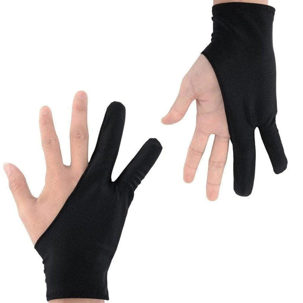 Artist glove for paint by numbers worn on the hand, letting it glide across the canvas