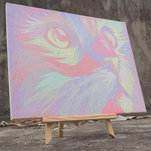 Wooden paint by numbers easel shown in use with a painting in progress
