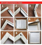 Framed paint by numbers painting on a pine wood frame kit, ready to hang